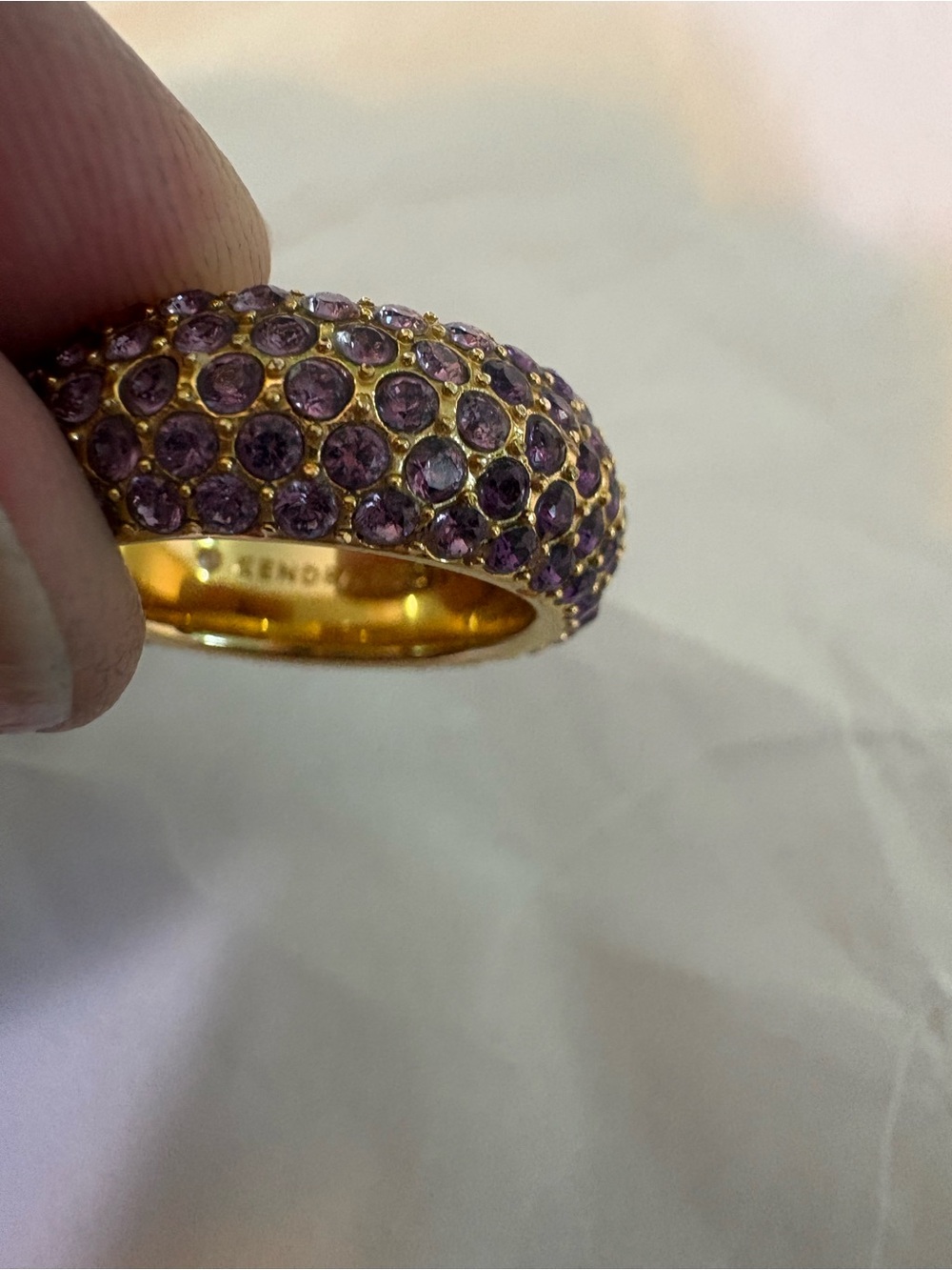 Kendra Scott Statement Gold Ombre Ring with Amethyst Crystals size 6